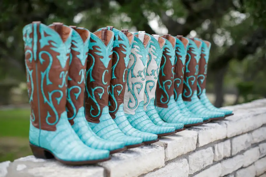 Blue cowgirl boots wedding cheap